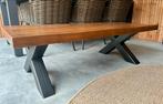 Eiken industriële salontafel, 100 tot 150 cm, 50 tot 100 cm, Zo goed als nieuw, Rechthoekig