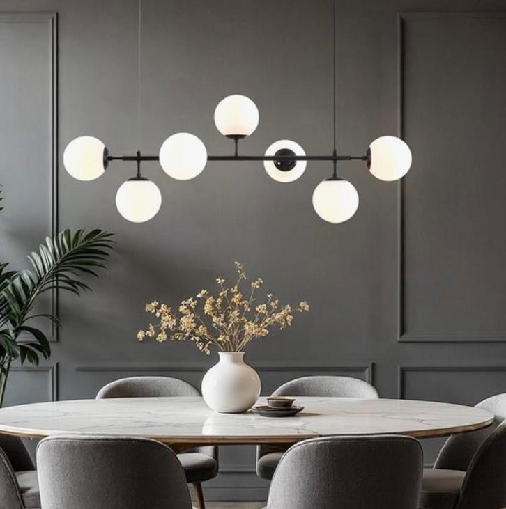 Design Hanglamp 7-lichts Hepta Zwart, Huis en Inrichting, Lampen | Hanglampen, Zo goed als nieuw, Minder dan 50 cm, Glas, Ophalen of Verzenden