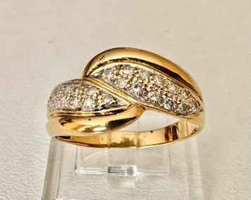 18 karaat gouden ring met 0.24ct aan diamanten/ maat 17,25mm beschikbaar voor biedingen