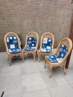 Vier rieten stoelen met kussens, Ophalen, Gebruikt, Bruin, Landelijk