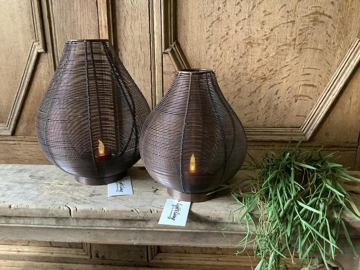 NIEUW set Light & Living zwaar metalen windlichten Suneko, Huis en Inrichting, Woonaccessoires | Kandelaars en Kaarsen, Nieuw