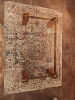 Glazen Salontafel met Houten Onderstel, Ophalen