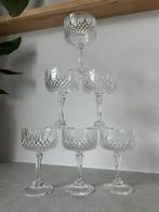 6 vintage kristallen champagne coupes glazen, Antiek en Kunst, Ophalen