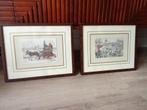 Anton Pieck 1966, 2x ingelijst - achter glas gezet., Ophalen of Verzenden