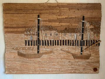 Vintage groot jute wandkleed ~ boho beschikbaar voor biedingen