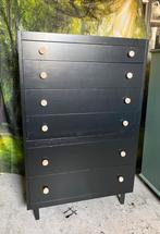 Vintage ladekast - 6 lades- zwart, Huis en Inrichting, Kasten | Ladekasten, Ophalen, Gebruikt, 5 laden of meer, 100 tot 150 cm