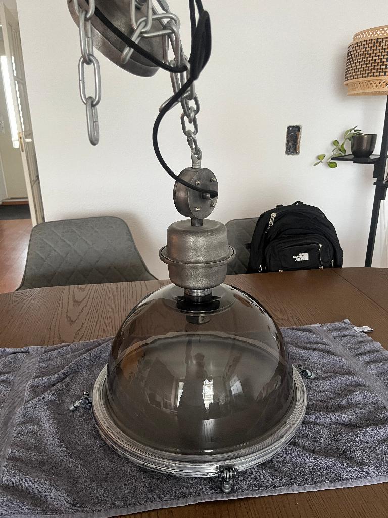 Steinhauer Hanglamp Bikkel - Grijs/Glas - E27 40W, Ophalen, Zo goed als nieuw, Glas, Minder dan 50 cm