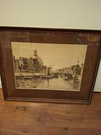 H E - Roodenburg - grote ingelijste ets - Haarlemmersluis, Antiek en Kunst, Ophalen