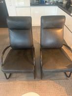Jess 2 x Howard hoog fauteuils leer te koop, Huis en Inrichting, Twee, Zwart, Design, Leer