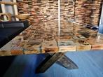 Houten eettafel met uniek design, Ophalen, Eikenhout, Rustiek, Nieuw