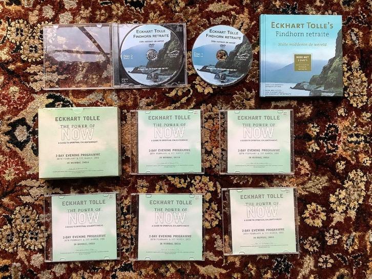 Eckhart Tolle India retraite 5 vcd + Findhorn boek en 2 dvd, Cd's en Dvd's, Dvd's | Overige Dvd's, Zo goed als nieuw, Boxset, Alle leeftijden