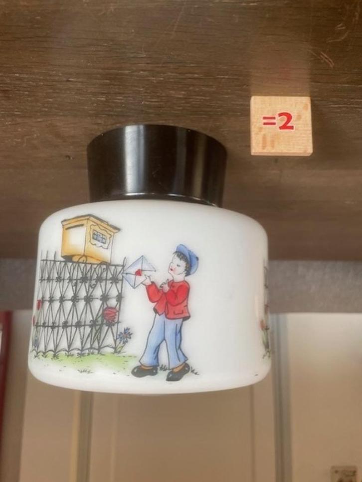 Retro / Vintage Plafonnière nr 02, Huis en Inrichting, Lampen | Plafondlampen, Zo goed als nieuw, Glas, Ophalen of Verzenden