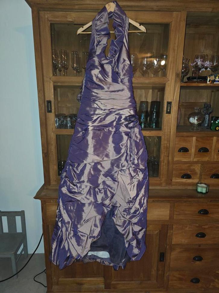 Paarse Galajurk Maat 40 - Moeder van de Bruid, Kleding | Dames, Jurken, Gedragen, Maat 38/40 (M), Paars, Onder de knie, Ophalen