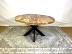 Ronde tafel 140 cm mango hout, 100 tot 150 cm, Industrieel, 100 tot 150 cm, Rond