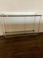 Franse console van lucite en verguld metaal - jaren 70, Huis en Inrichting, Tafels | Sidetables, Ophalen, Gebruikt, 100 tot 150 cm