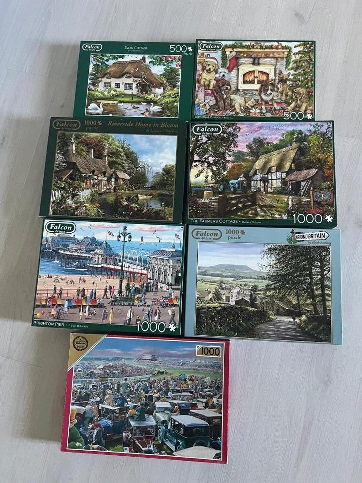 Falcon puzzels - div. - 500/1000 stukjes - in nette staat, Hobby en Vrije tijd, Denksport en Puzzels, Gebruikt, Legpuzzel, 500 t/m 1500 stukjes