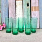 Groen glas groene longdrinkglazen limonade glazen, Ophalen of Verzenden, Gebruikt, Frisdrankglas
