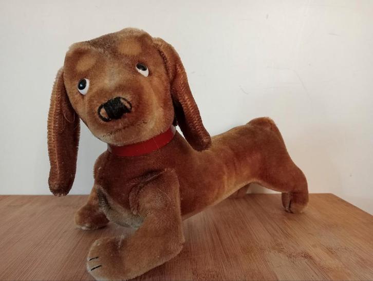 Vintage Steiff Teckel Hond, Kinderen en Baby's, Speelgoed | Knuffels en Pluche, Gebruikt, Hond, Ophalen of Verzenden