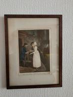 Oude prent in houten lijst, Antiek en Kunst, Kunst | Etsen en Gravures, Ophalen of Verzenden