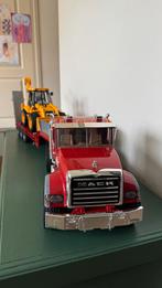Bruder 2813 Mack Granite truck + dieplader en JCB 4CX, Ophalen of Verzenden, Gebruikt