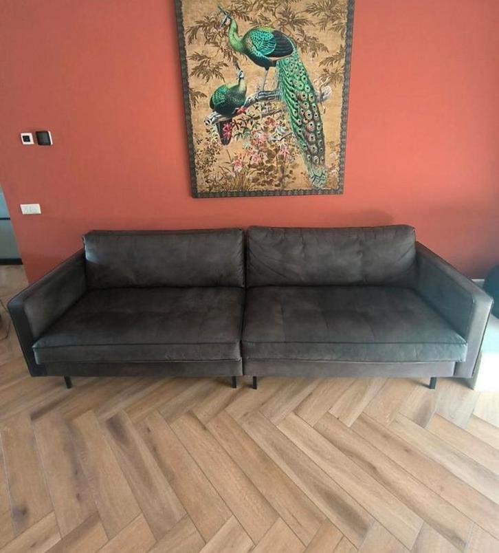 BePureHome Rodeo Bank + Poef - Nette Staat!, Huis en Inrichting, Banken | Bankstellen, Gebruikt, Rechte bank, Vierpersoons of meer