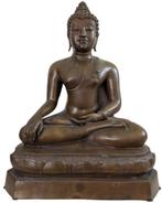 Antiek vuurverguld bronzen Boeddhabeeld – 49 cm – Thailand c, Ophalen of Verzenden, Gebruikt