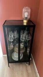 Vitrinekast glas en zwart metaal (industrieel), Huis en Inrichting, Ophalen, 100 tot 150 cm, 50 tot 100 cm, Industrieel