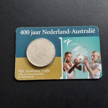 5 euro in coincard 400 jaar Nederland-Australie UNC beschikbaar voor biedingen