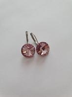 Pink Swarovski style oorbellen ear rings new, Nieuw, Glas, Ophalen of Verzenden, Roze
