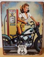 Route 66 pinup motor pomp reclamebord van metaal wandbord