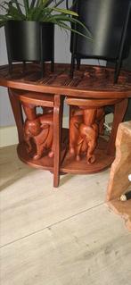 Afrikaanse houtsnijwerk olifanten bijzetafel, Ophalen, Zo goed als nieuw