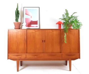 Vintage teak houten dressoir | highboard | wandkast Deens 