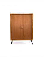 Vintage teakhouten highboard, Silkenborg Møbelfabrik ‘70, Huis en Inrichting, Kasten | Dressoirs, Met deur(en), Vintage retro buisframe design rotan webbing papercord deens
