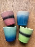 Set van 4 koffie kopjes reactief glazuur zgan, Ophalen of Verzenden, Zo goed als nieuw, Overige stijlen, Kop(pen) en/of Schotel(s)