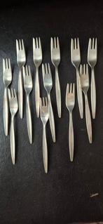 Gebaksvorkjes 12 stuks puntfilet  verzilverd 90 vintage, Ophalen of Verzenden, Zo goed als nieuw, Zilver