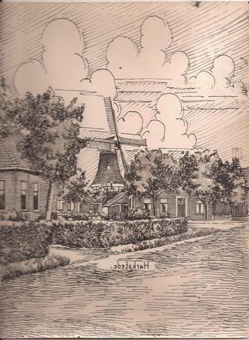 Harkstede Dorpsgezicht met molen tekening Sievers 50/60er ja beschikbaar voor biedingen