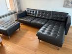 Landskrona bank leer IKEA 3-zits met voetenbank, Ophalen, Gebruikt, Hoekbank, Driepersoons