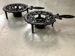 2x gietijzeren wachinelichthouder rechaud warmhouder rechaud, Ophalen of Verzenden