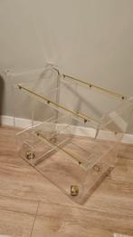 Vintage Plexiglas Thee Wagen met Uitschuifbaar Plateau, Ophalen, Kunststof, Vintage, Zo goed als nieuw