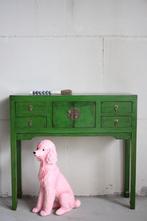Unieke Kleurrijke Houten Wandtafel Groene Chinese Sidetable, Uniek Bohemian Landelijk Chinees Kleurrijk Vintage Style Werelds