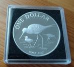Nieuw-Zeeland, 1 Dollar 1985 zilver proof Black Stilt, Postzegels en Munten, Munten | Oceanië, Verzenden, Losse munt, Zilver