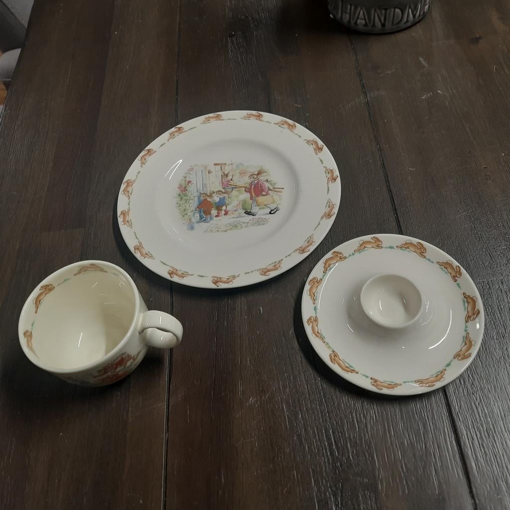 Vintage Bunnykins bord mok en eidopschaal, Ophalen of Verzenden, Gebruikt