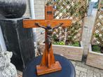antiek  houten altaar kruis met bronsen christus, Antiek en Kunst, Antiek | Religie, Ophalen of Verzenden
