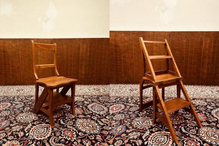 Klassiek Engelse Bibliotheektrap Trap, Antiek en Kunst, Antiek | Kantoor en Zakelijk, Ophalen