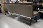 Luxe eetkamerbank Strong Jess Design leer stof naturel 250cm, Huis en Inrichting, Stoelen, Ophalen, Metaal, Bruin, Zo goed als nieuw