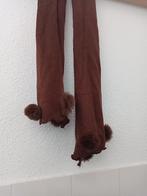 Nieuw mooie sjaal bruin met 8 pompons van bont luxe warm, Nieuw, Maat 38/40 (M), Ophalen of Verzenden, Sjaal