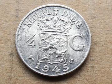  Nederlands Indië 1/4 gulden zilver 1945PS prachtig (5824 beschikbaar voor biedingen
