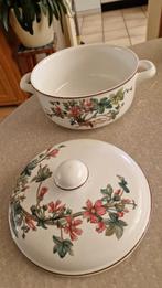 vintage dekschaal met bloemmotief gemerkt, Ophalen of Verzenden, Overige stijlen, Aardewerk, Schaal of Schalen