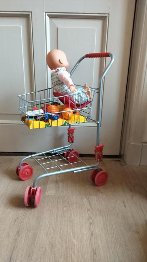 Winkelwagen speelgoed vol boodschappen en met pop, Kinderen en Baby's, Speelgoed | Overig, Jongen of Meisje, Ophalen of Verzenden