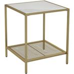 Nancy's Brighton Bijzettafel goud(nr.320), Minder dan 55 cm, Vierkant, Nieuw, Glas